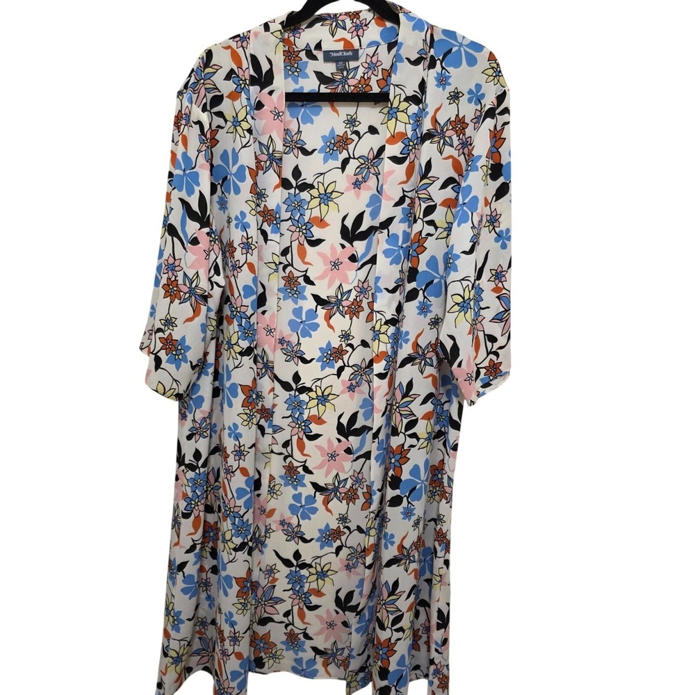 ModCloth Floral Print Open Front Boho Fairy Kimono Cardigan S/M Lightweight Poly